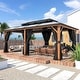 preview thumbnail 130 of 133, EROMMY Hardtop Gazebo,Outdoor Pergola with Double Roof & Netting & Curtains,Heavy Duty Canopy for Patio, Backyard, Pool party 12'x20' - Double Roof