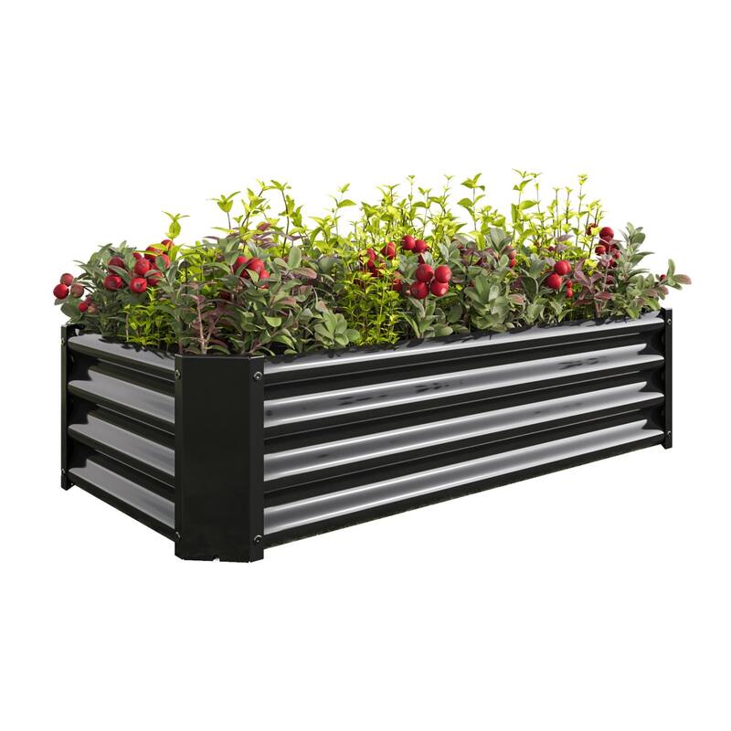 Large Galvanized Metal Raised Garden Bed Open Bottom Rust-Resistant