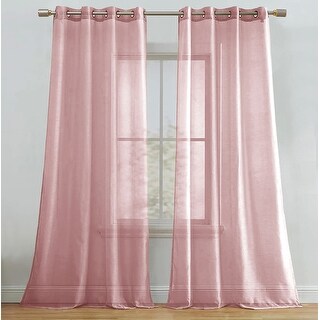 Rose Pink Sheer Window Grommet Curtain Set 84