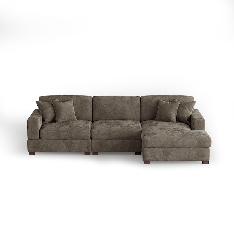 Modern Oversized Chenille Modular Sectional Sofa With Chaise