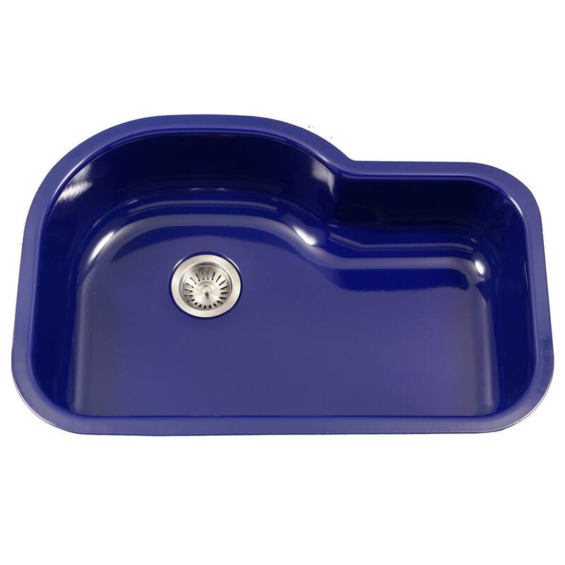 Houzer Porcela 31-1/4" Single Basin Undermount Porcelain Enameled - Navy Blue