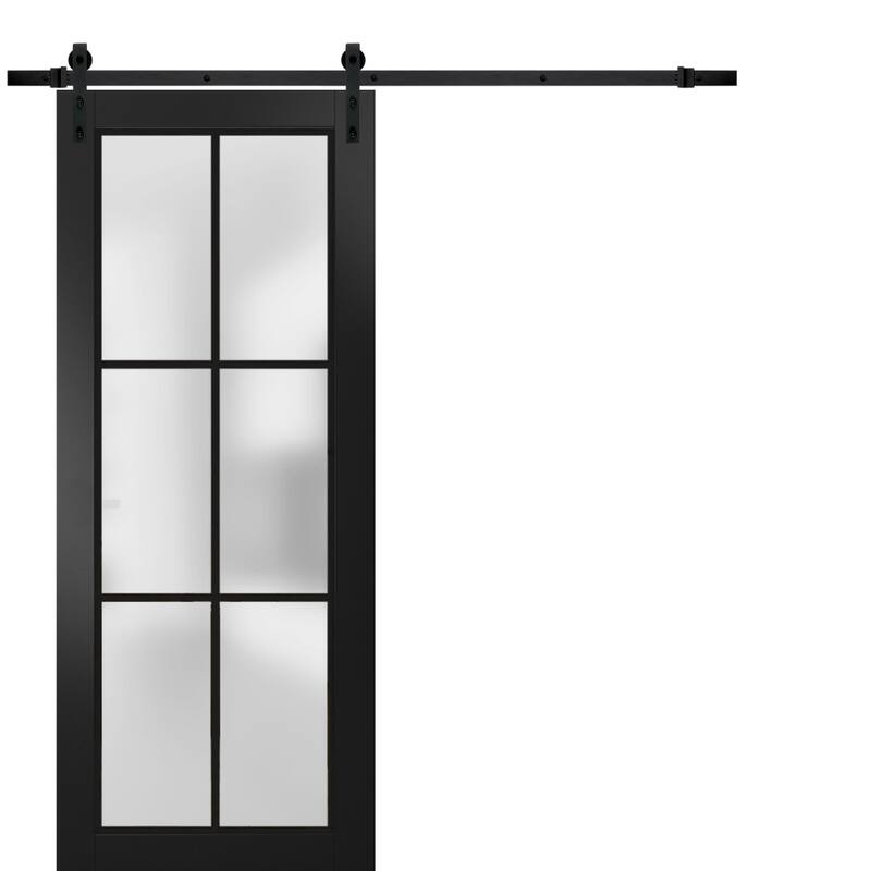 Sturdy Barn Door 18 x 80 Planum 2122 Matte Black 6.6FT - Black - 32" x 84"