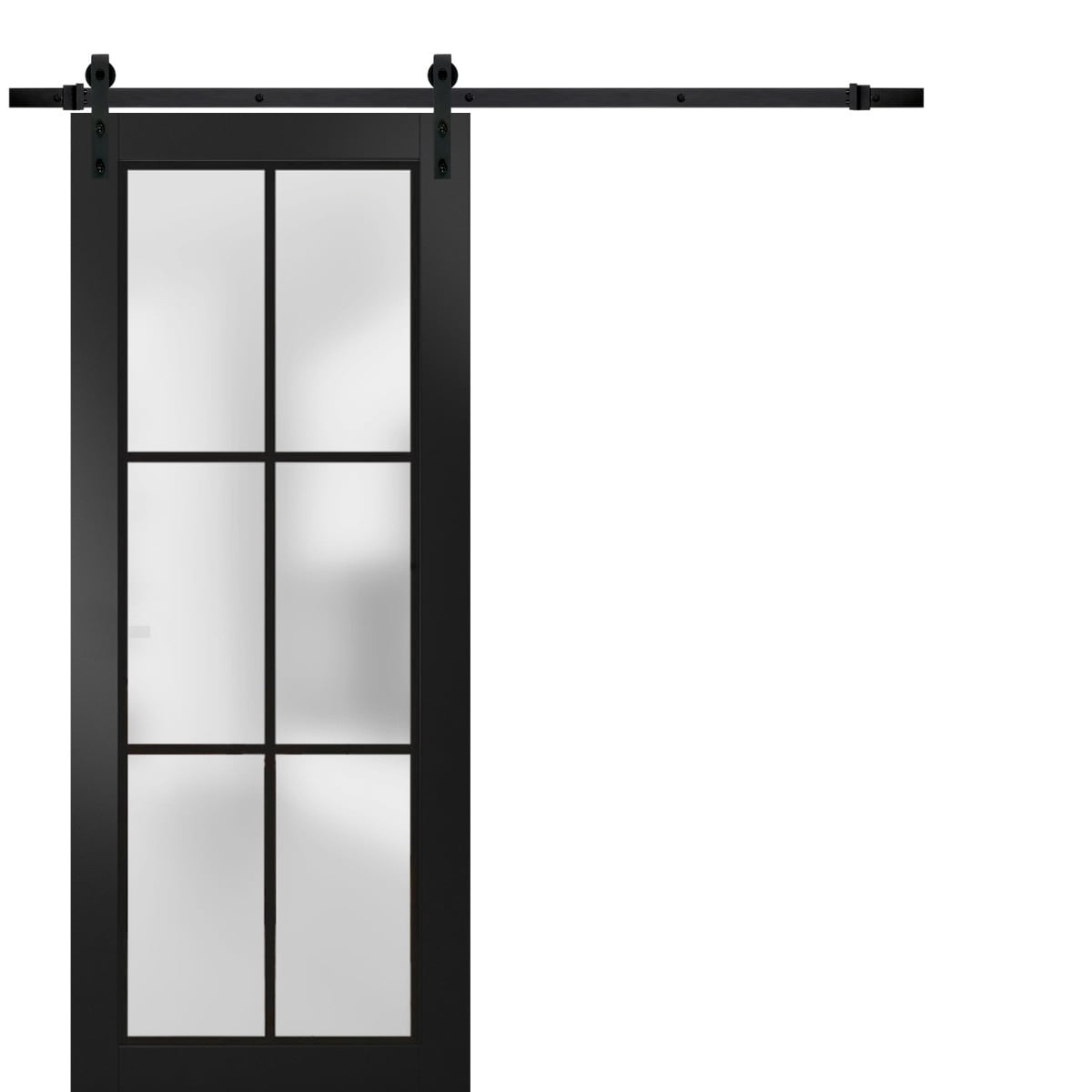 SartoDoors Planum 2122 | Bedroom Door Barn Door | Solid Wood | Hardware Set | 18x80, Matte Black Bathroom Door Pantry Door
