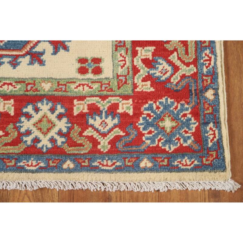 Kazak Runner Rug Hand-Knotted Beige Wool Carpet - 2'8" x 25'8"