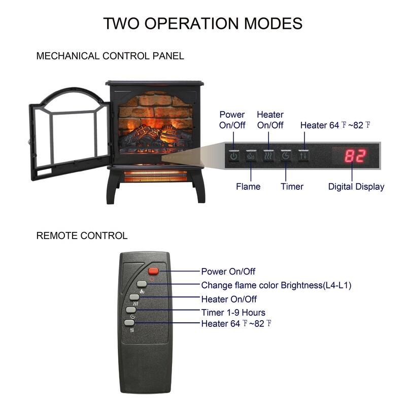 17/18/26/33 inch Freestanding Electric Fireplace Stove Heater with 3D Flame Effect 12H Timer Infrared Remote Control,Black/Brown