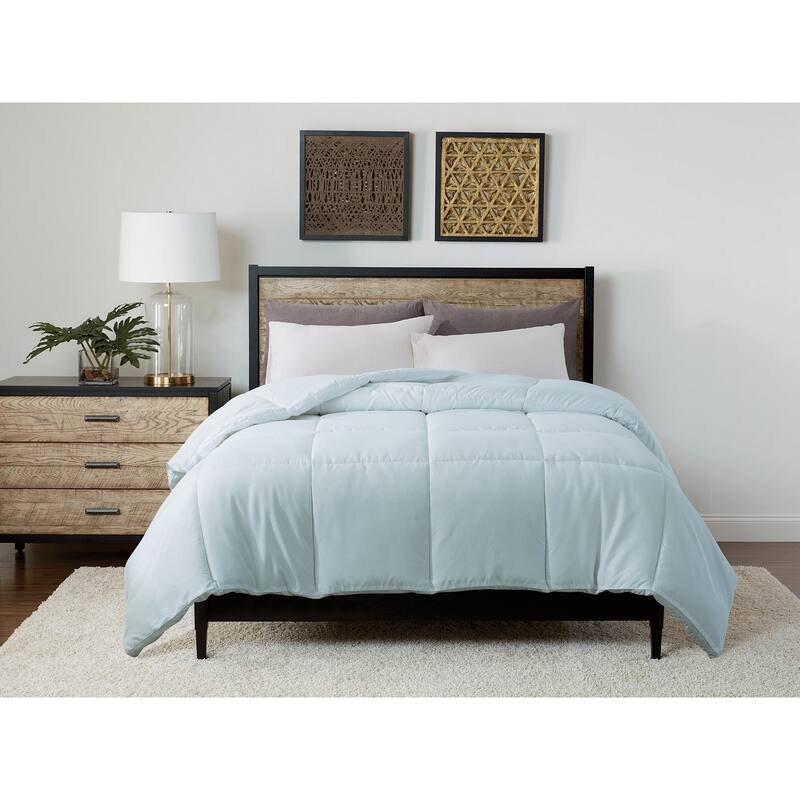 European Gusset Down Alternative Comforter - Full - Queen - Dusty Aqua