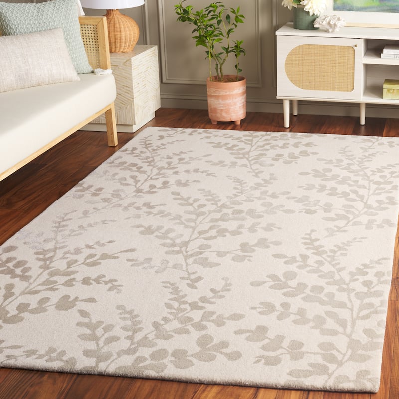 SAFAVIEH Handmade Glamour Siea Modern Wool & Viscose Rug - 9' x 12' - Ivory/Beige