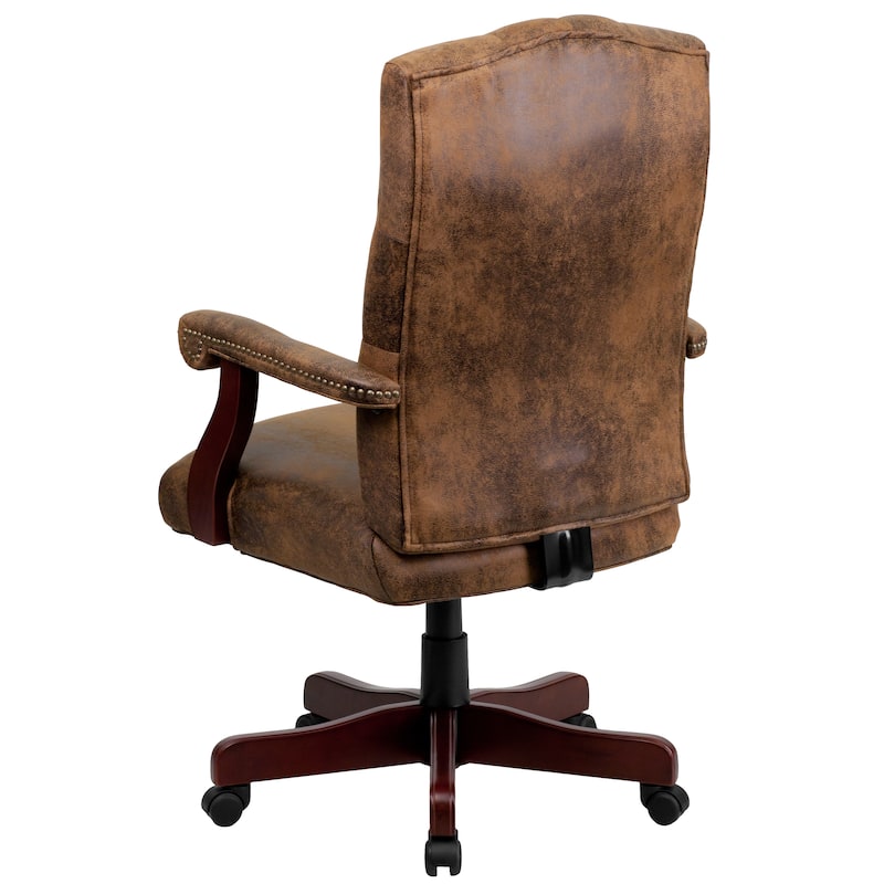 Upholstered Brown Swiveling Executive Office Armchair