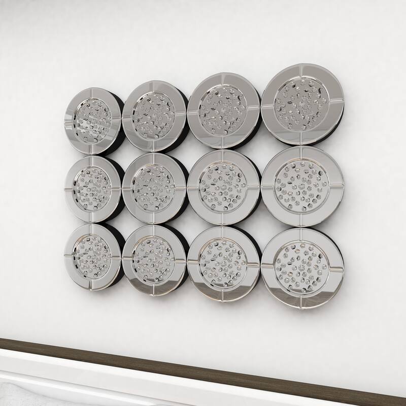 Silver Glass Glam Wall Mirror 29 x 39 x 2