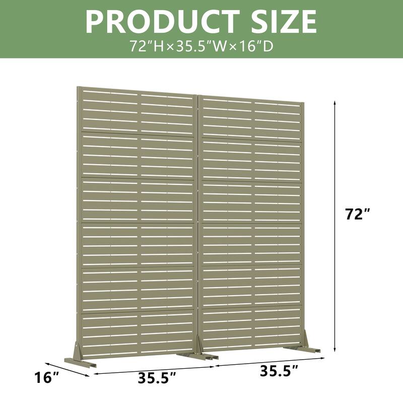 Outdoor Privacy Screen with Stand for Patio Garden Metal Fence Set of 2