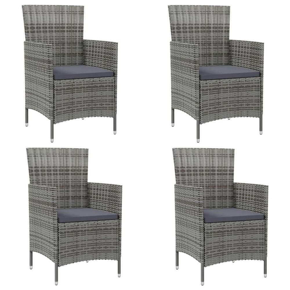 vidaXL Patio Chairs ll Weather Dining Single Chair with Cushions Poly Rattan
