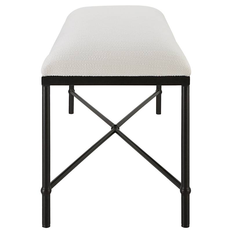 Iron Framed Upholstered Cushion Bench - 50.5" - White and Black