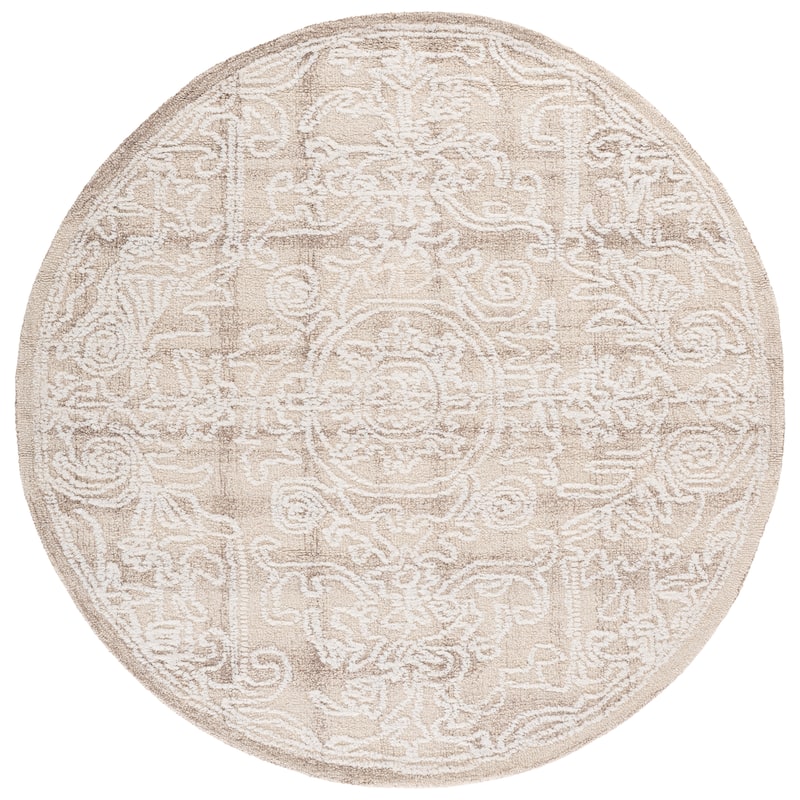 SAFAVIEH Handmade Metro Jetmira Wool Rug - 6' Round - Beige/Ivory