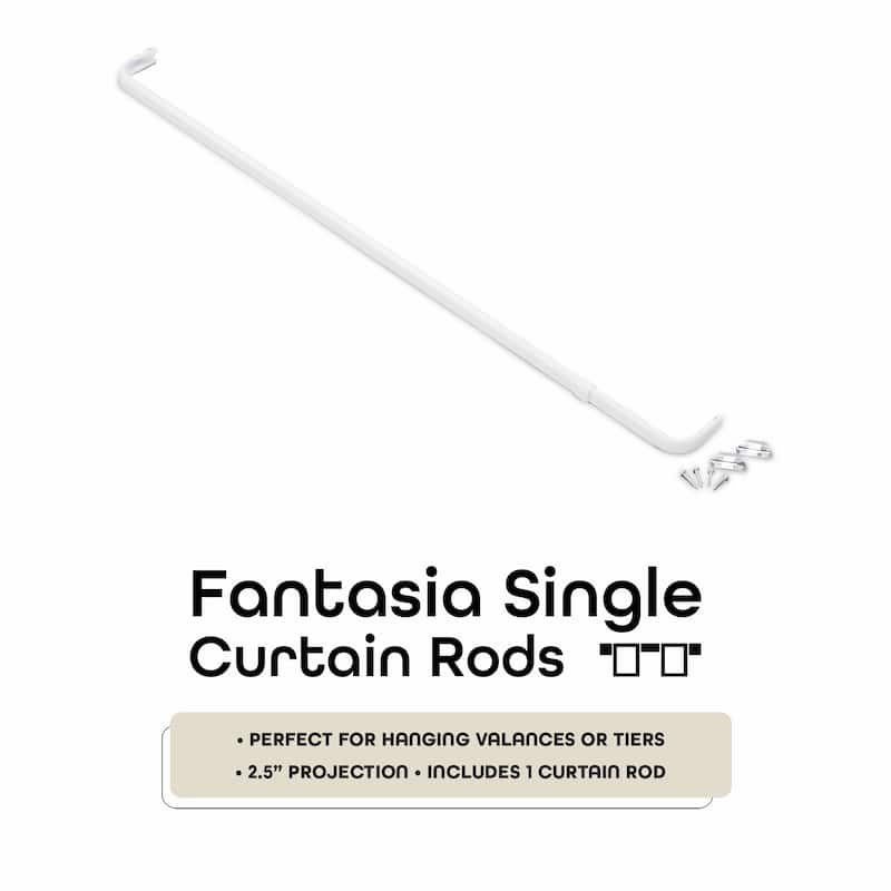 ACHIM Fantasia Single Curtain Rod 2.5" Projection - White
