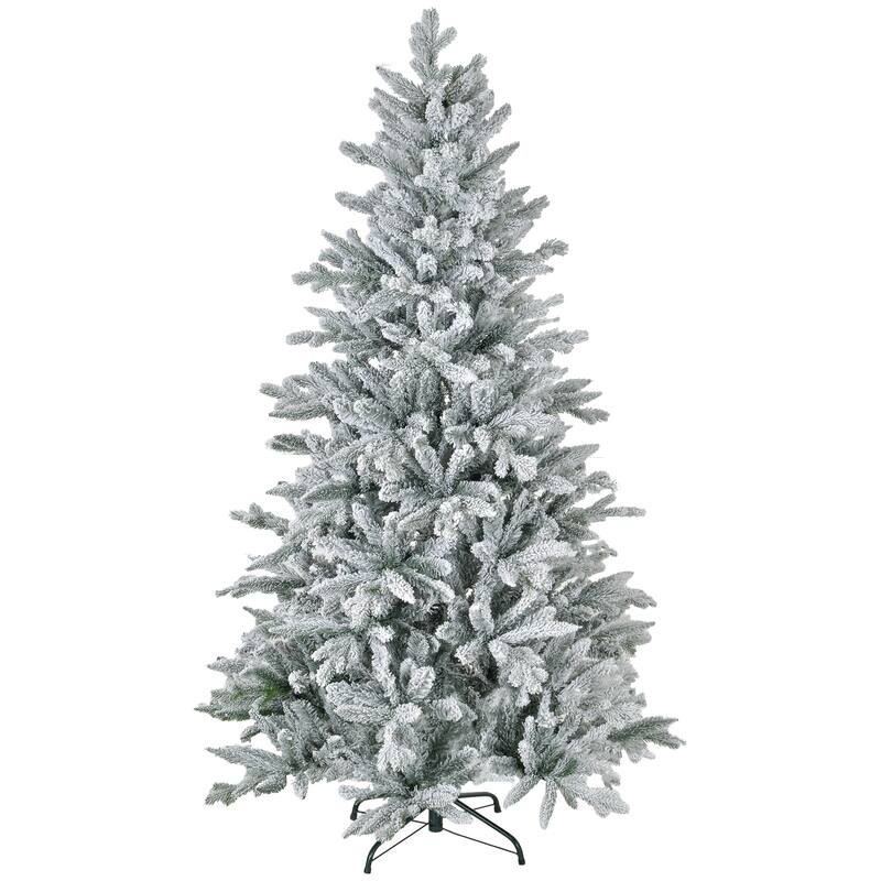 6FT Snow Flocked Christmas Tree, Easy Setup, Flame Retardant & Metal Stand