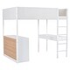 preview thumbnail 74 of 93, Teddy Fleece Loft Bed with Foldable Study Table, 4 Storage Drawers and Shelves Wood High LoftBed Frame for Bedroom