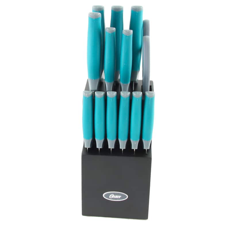 Graham 14 Piece Stainless Steel Knife Set in Blue with Wood Block
