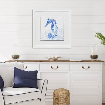 Paragon Indigo Ocean Seahorse Framed Art