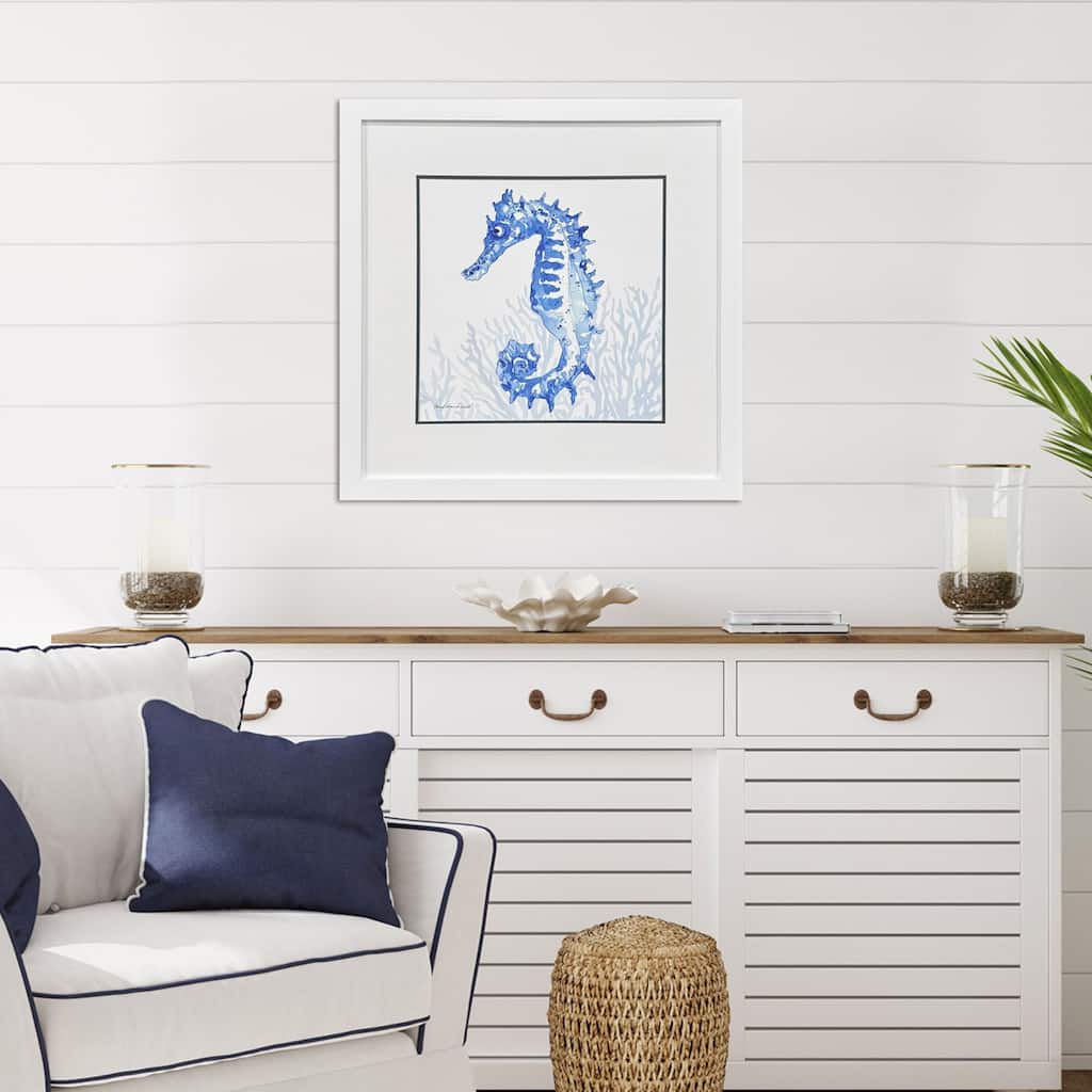 Paragon Indigo Ocean Seahorse Framed Art