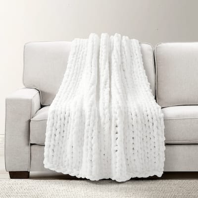 Lush Decor Hygge Ultra Soft Cozy Chenille Chunky Knit Throw