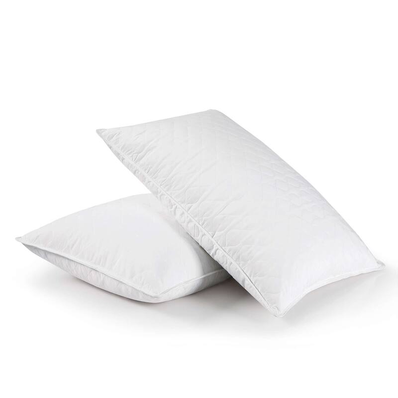 Medium-Firm Premium Soft Down Fiber Bed Pillows Set of 2 - White