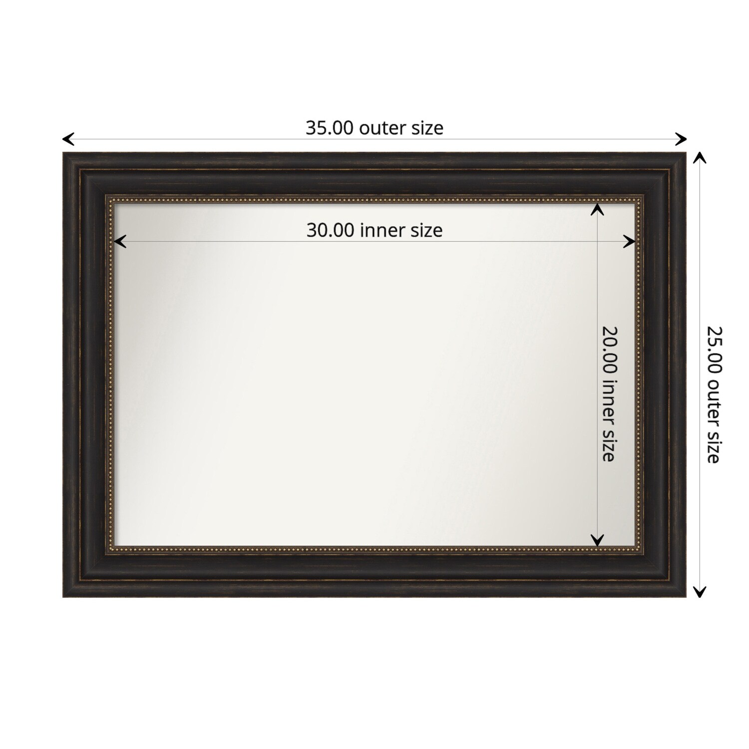 Accent Bronze Framed Non-Beveled Custom Wall Mirror, Bathroom Vanity Mirror