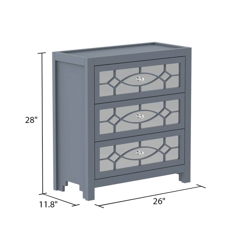 Timechee Nightstand Bedside Table Mirrored Cutout Chest Beside Table