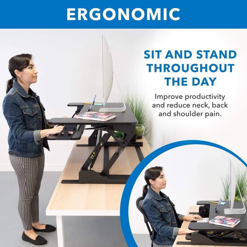 Mount-It! Height Adjustable Standing Desk Converter with 36" Wide Platform