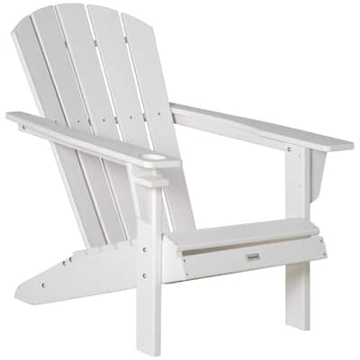Fire Pit Seating High Back and Wide Seat for Outdoor,Outsunny Adirondack Chair with Cup Holder,All Weather Patio Chair