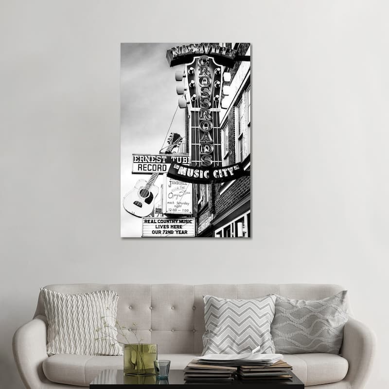 iCanvas "Nashville Music City Black And White" by Susanne Kremer Canvas Print - 48x32x1.5