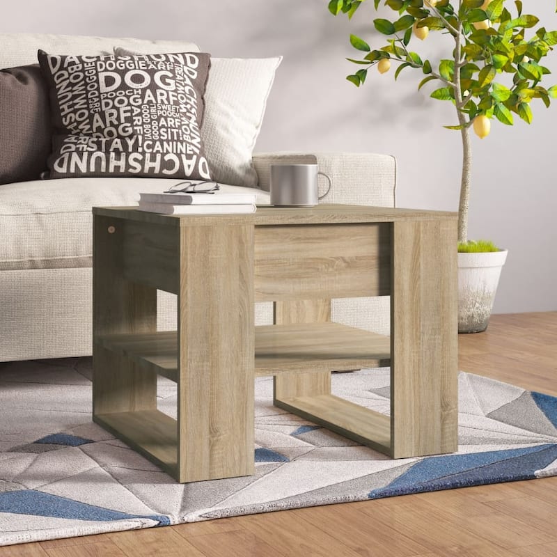 vidaXL Coffee Table End Table Sofa Table Living Room Furniture Engineered Wood - 21.9" x 21.7" x 17.7" - Sonoma oak