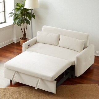 Convertible Corduroy Loveseat Sofa Bed with USB Ports and Adjustable ...