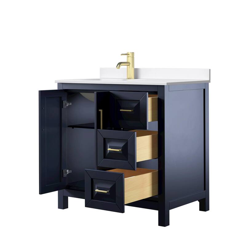 Daria 36-inch Single Vanity, Single Hole Quartz Top
