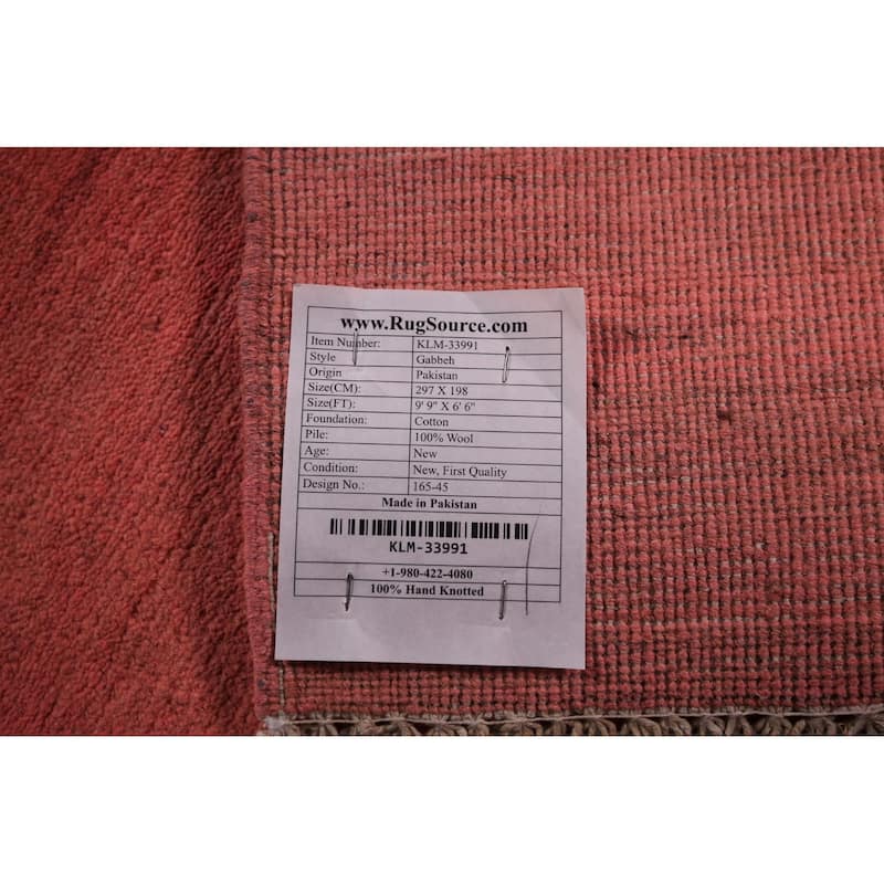 Pink Gabbeh Modern Area Rug Handmade Wool Carpet - 6'6" x 9'9"