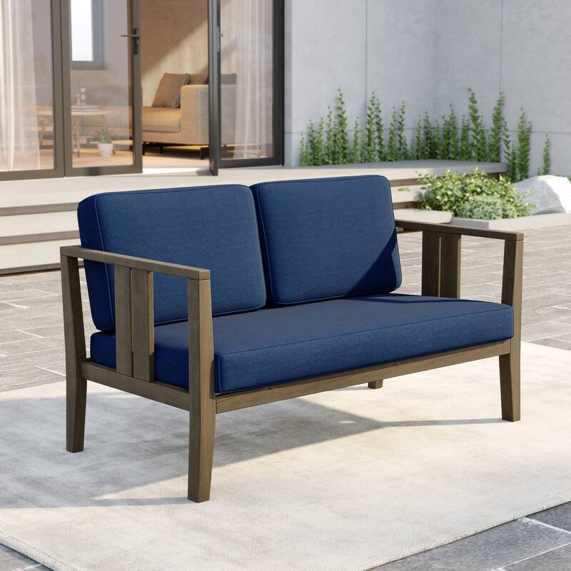 Outdoor Teak Solid Wood Patio Furniture Set Loveseat Armchair Table Collection