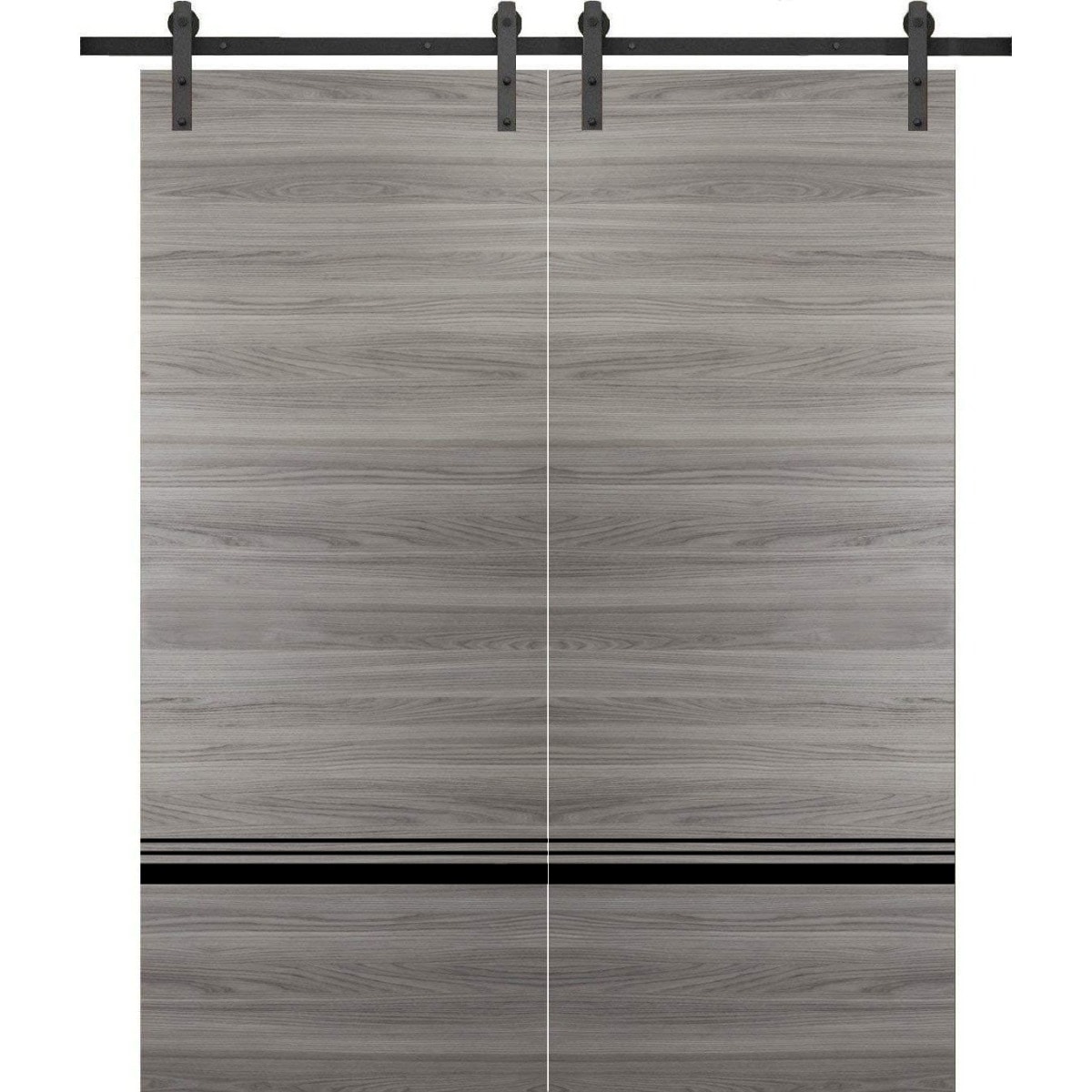 SartoDoors Planum 0012 | Closet Door Double Barn Door | Solid Wood | Hardware Set | 36x80, Grey Matte Bedroom Door Bathroom Door