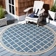 preview thumbnail 51 of 86, SAFAVIEH Beach House Mima Indoor/ Outdoor Waterproof Patio Backyard Rug 4' x 4' Round - Blue/Creme