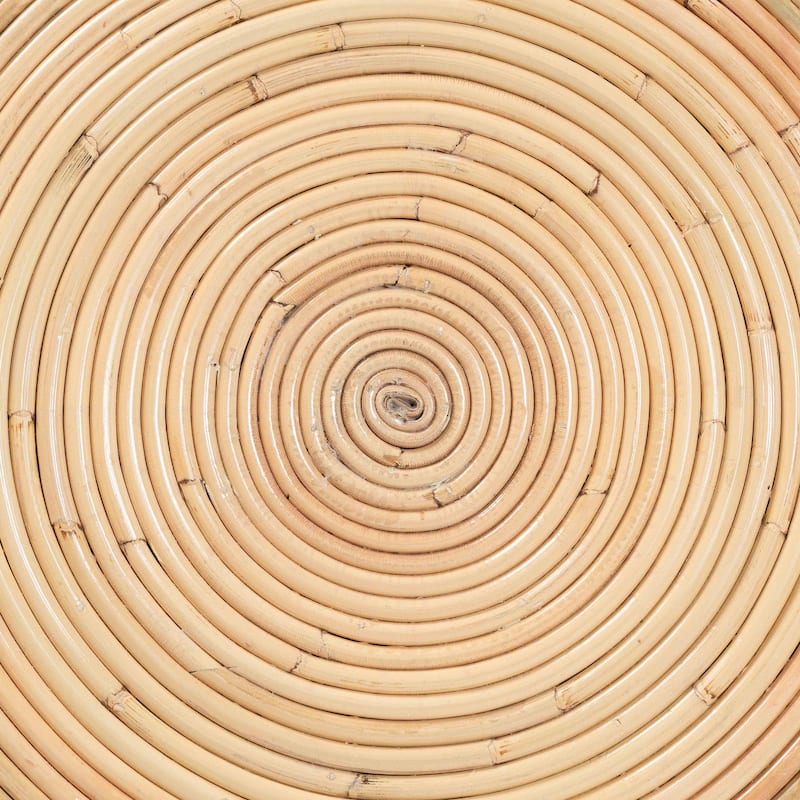Tokyo Laminated Natural Rattan Side Table - Hourglass Table with Sculptural Design, Boho Chic Style for Living Room