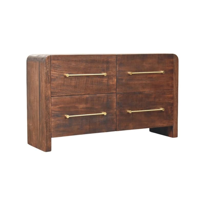 Artisan Furniture Solid Wood Copenhagen 4-Drawer Chest in Smoked Oak