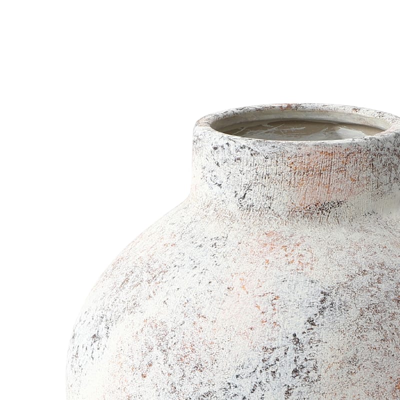 2-Piece Marbled White Round Stoneware Vase Set