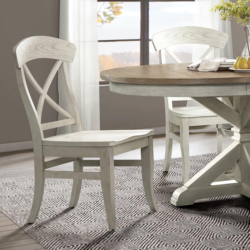 Roundhill Furniture Harola 7-Piece Dining Set, Round Pedestal Dining Table with 18" Leaf, 6 Side Chairs