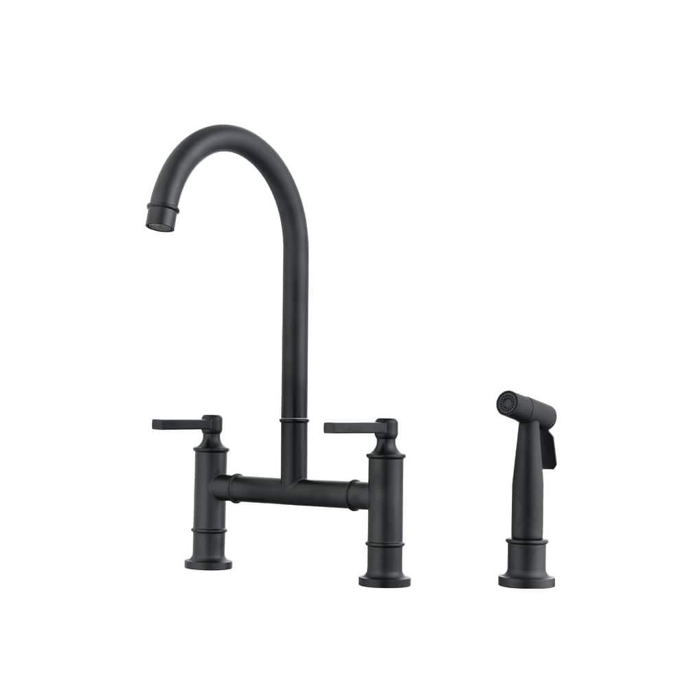 Dornberg Two Handles High Arc Bridge Kitchen Faucet with Side Sprayer