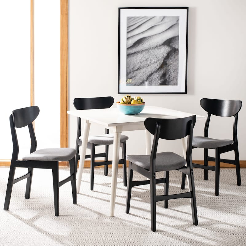 SAFAVIEH Lucca Retro Dining Chair (Set of 2) - PaddedSeat/SolidWood- Black/Grey