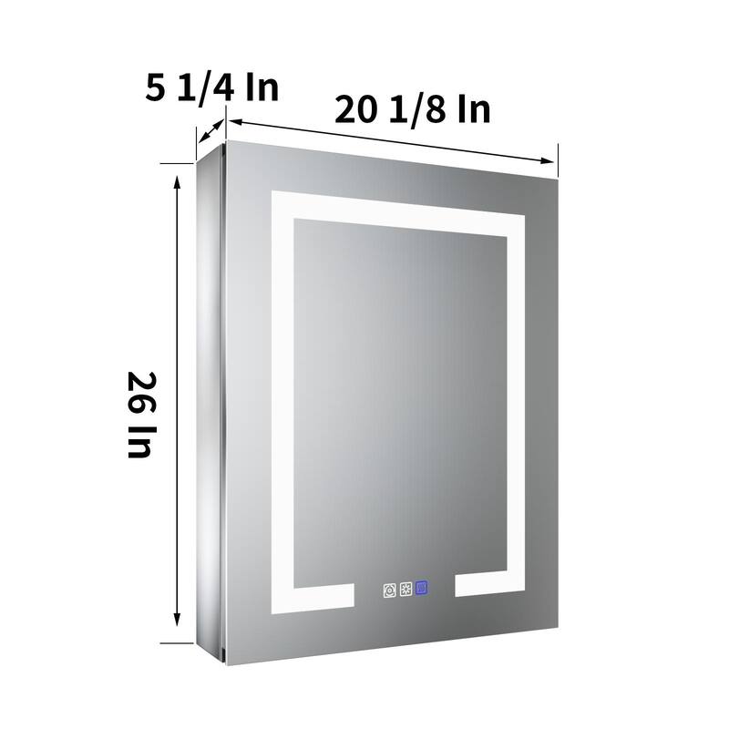 ExBrite LED Lighted Bathroom Medicine Cabinet with Mirror,Recessed or Surface Mount, Defog