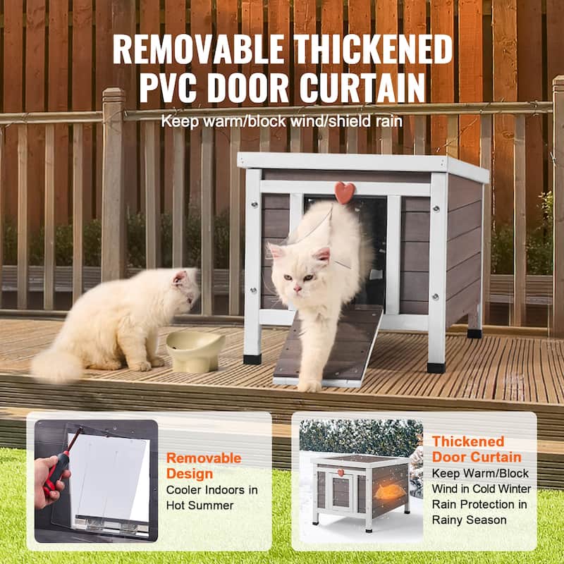 Outdoor Cat House Weatherproof, Feral Cat Shelter for Multiple Cats, Outdoor Wooden Cat Rabbit House