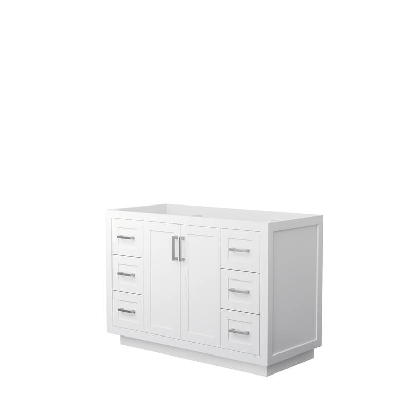 Miranda Single Bathroom Vanity Cabinet, No Mirror - 48-Inch Single - White, Brushed Nickel Trim, No Top