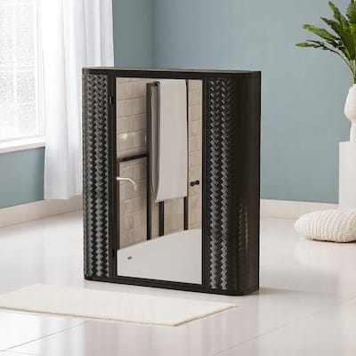 Over-the-Toilet Wall Bathroom Medicine Cabinet with Mirrored Door, Glass Shelf, Metal Frame & Bottom Storage