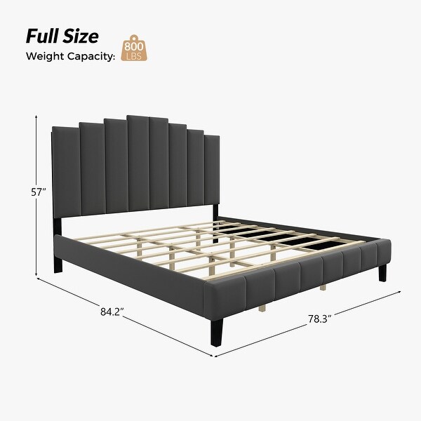 Tufted Upholstered Platform Bed with Sturdy Center Legs and
