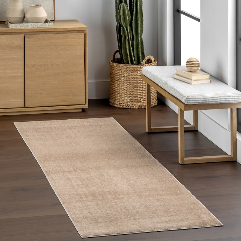 Nuloom Argelia Solid Machine Washable Area Rug - 2' 6" x 8' - Beige - Runner