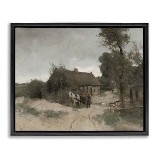 Stupell Vintage Farmhouse Rustic Cottage Framed Floater Canvas Wall Art ...
